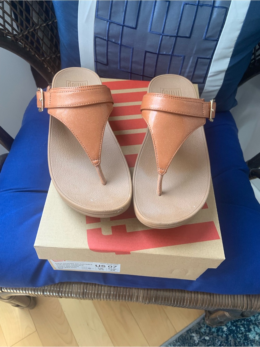 Fitflop Women's Tan Thong Sandals with Buckle Strap